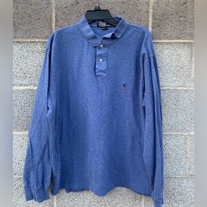 Vintage Polo Ralph Lauren Long Sleeve Polo Shirt Mens Size XXL Blue Y2K Pony
